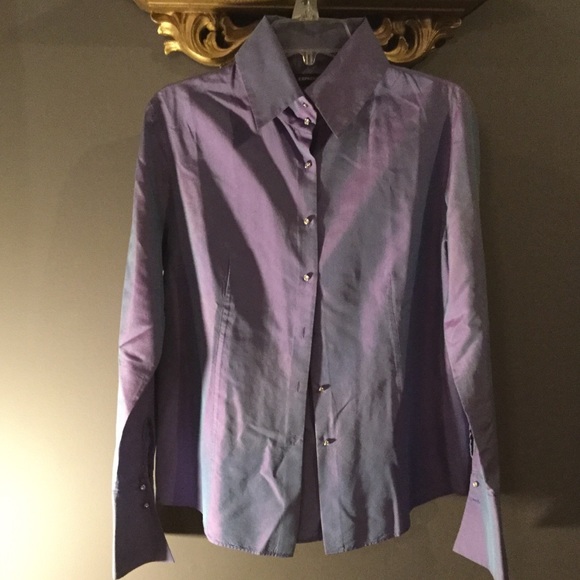 STUNNING IRIDESCENT EXPRESS FITTED SHIRT NWOT - Picture 2 of 8